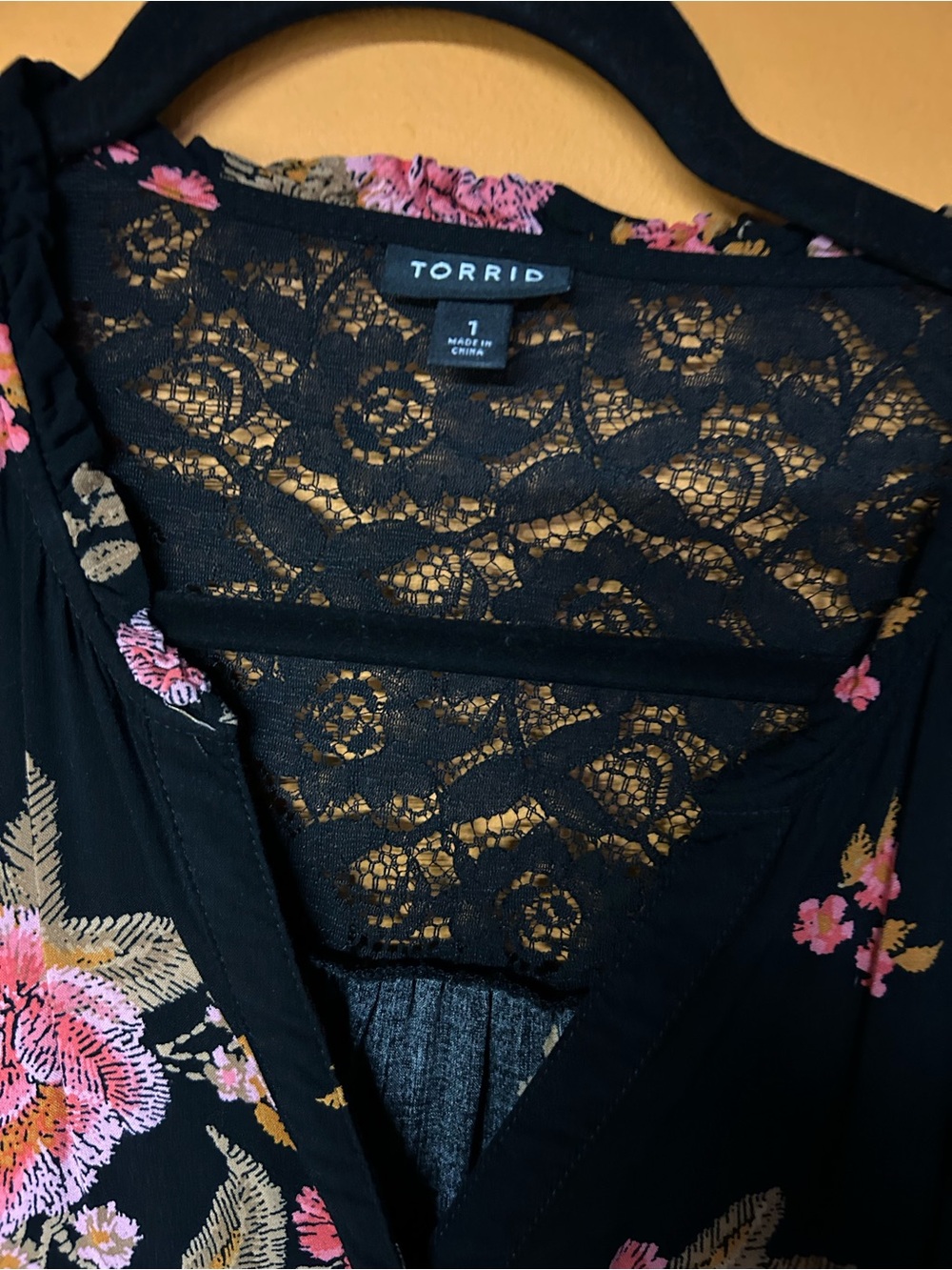 torrid Black Floral Lace-Back Long Sleeve Midi Dress 1 - Picture 3 of 5